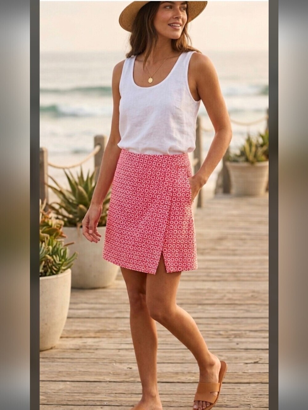 NWT Ripskirt Red/White Dot Pattern Wrap Mini Skirt Inside Pocket Adjustable Sm